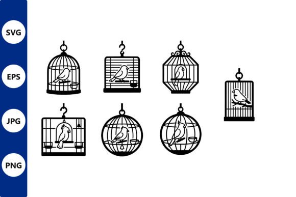 Bird Cage Vector Line Art Set: Graphics & Illustrations for Local Branding
