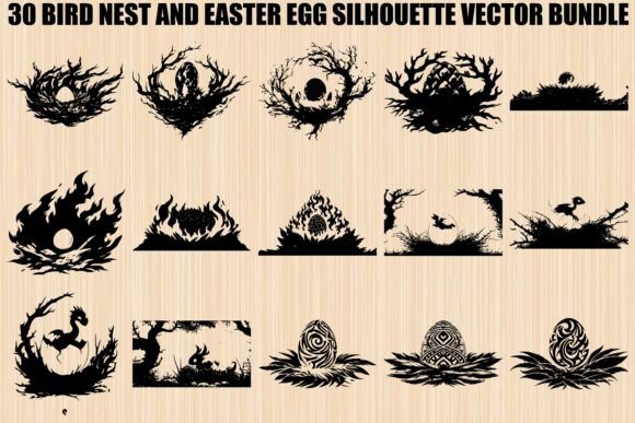 Bird Nest and Easter Egg SVG Bundle: Graphics & Illustrations