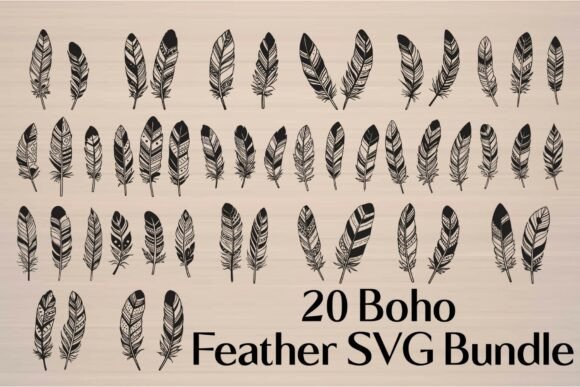 Boho Feather SVG Bundle: Graphics for Crafts & Local Branding