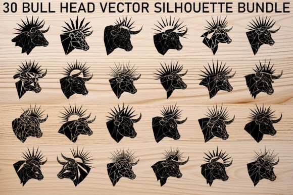Bull Head Silhouette Bundle: Graphics & Illustrations for Bold Branding