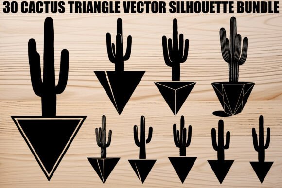 Cactus Triangle Silhouette Bundle: Graphics & Illustrations for Handmade Brands