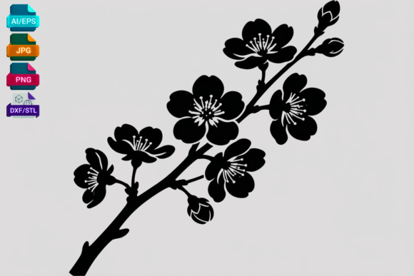 Cherry Blossom Branch SVG Cut File for Crafts & Graphics
