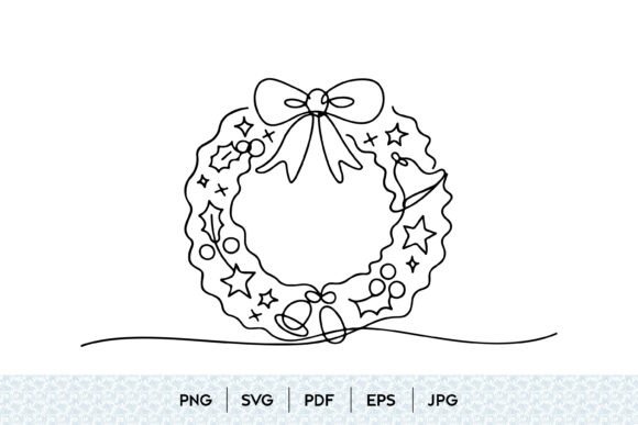 Christmas Wreath Line Art SVG: Clean Graphics & Illustrations
