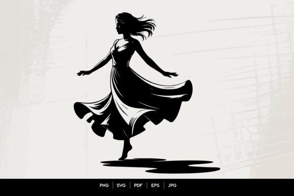 Dancing Woman Silhouette Vector: Graphics for Crafts-Driven Branding