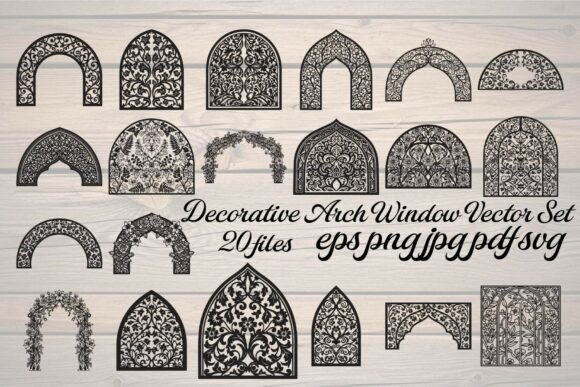 Decorative Arch Window Vector Set: Graphics & Decorative Elements