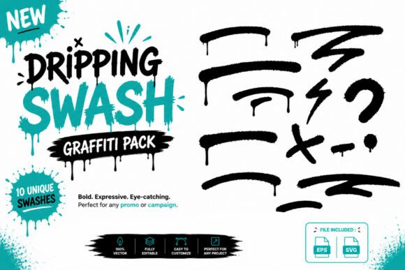 Dripping Swash Graffiti Element SVG EPS Graphics & Icons