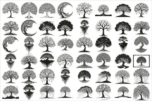 Elegant Dream Tree Silhouette Graphics for Crafts