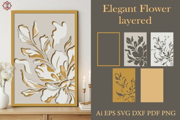 Elegant Layered Flower Cutting File
