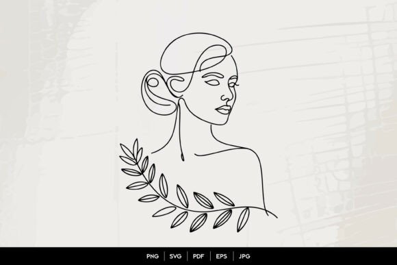 Elegant Woman Face Line Art: Graphics & Illustrations for Polished Publishing