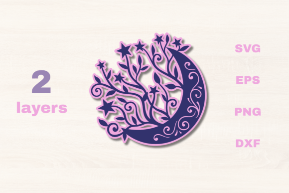 Layered Floral Moon Celestial SVG: Graphics for Crafts-Driven Branding