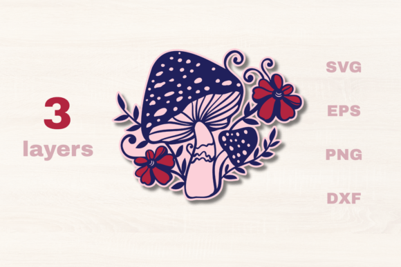 Layered Floral Mushroom SVG: Graphics for Crafts & Content