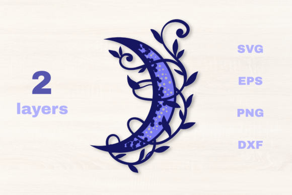 Layered Vine Moon SVG: Graphics for Crafts