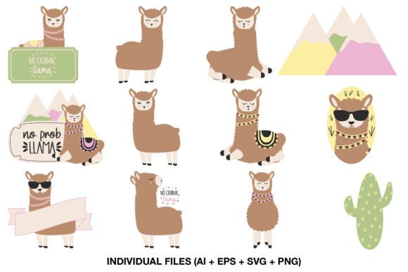 Llama Birthday Party Clipart: Graphics for Crafts & Local Branding