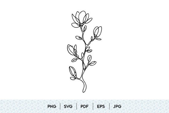 Magnolia Branch One Line Art: Editorial Graphics & Illustrations