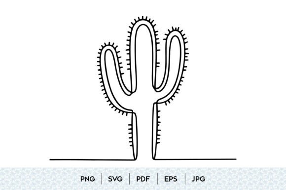 Minimal Cactus One Line Art: Graphics & Illustrations