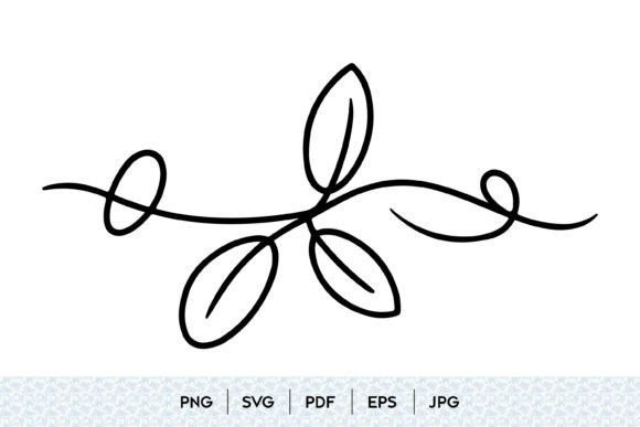 Minimalist Leaf Branch One Line SVG: Graphics & Illustrations