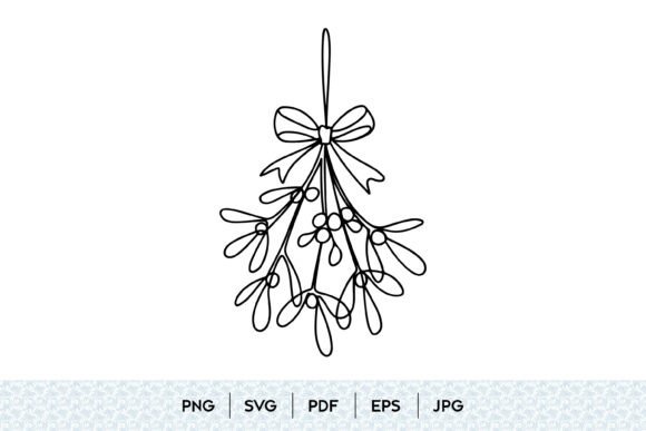 Mistletoe Branch Line Art SVG: Festive Illustrations & Graphics