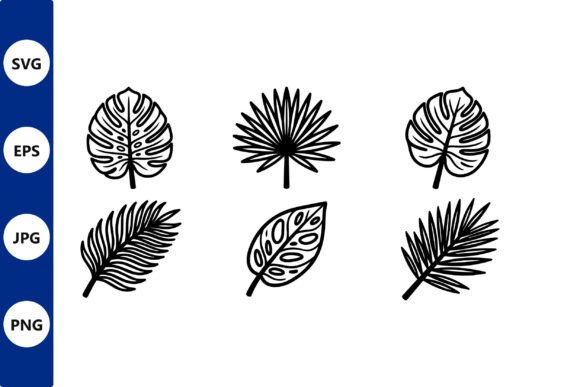 Monochrome Tropical Leaf Silhouettes Set: Graphics & Illustrations