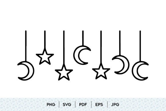Moon and Star Hanging SVG: Celestial Graphics & Illustrations