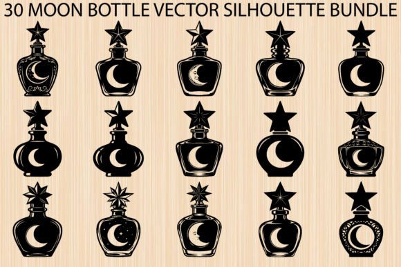 Moon Bottle Silhouette Bundle: Graphics & Illustrations for Brand Magic