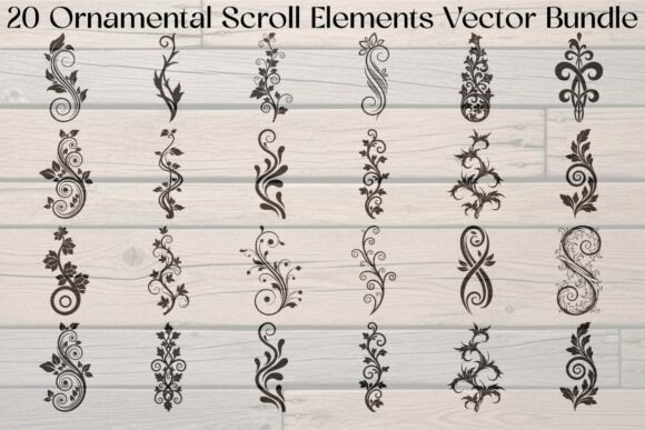 Ornamental Scroll Elements Bundle: Graphics for Crafts & Brand Elegance
