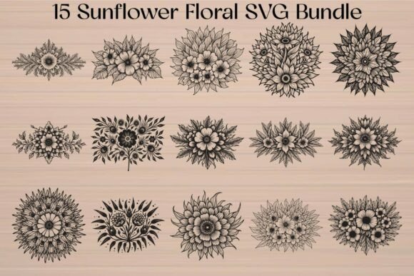 Sunflower Floral SVG Bundle for Crafts & Graphics
