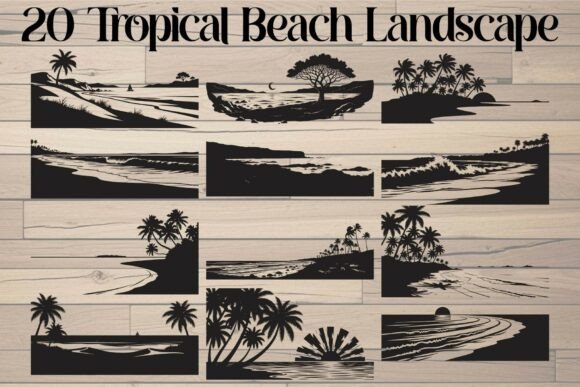 Tropical Beach Landscape Graphics for Crafts & Content