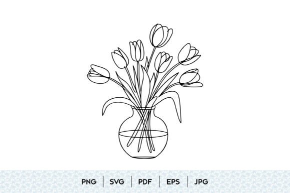 Tulip Bouquet in Vase SVG
