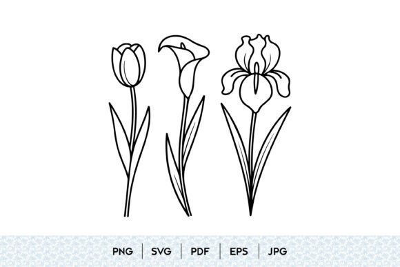 Tulip Calla Lily Iris SVG Set: Botanical Graphics for Local Branding