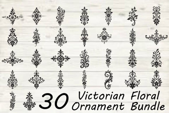 Victorian Floral Ornament Bundle: Graphics for Crafts