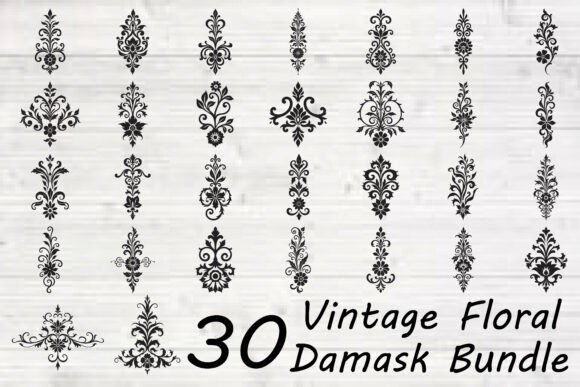 Vintage Floral Damask Bundle: Graphics for Crafts & Local Branding