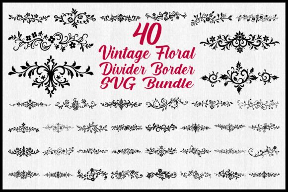Vintage Floral Divider Border SVG Bundle