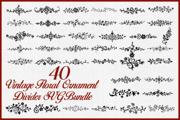 Vintage Floral Ornament Divider Set: Graphics for Crafts & Brand Elegance